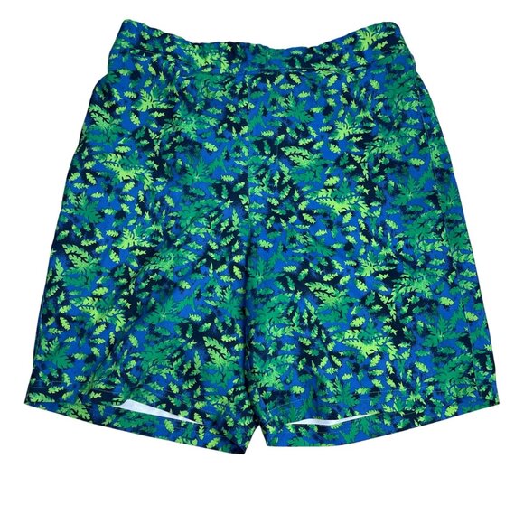 Columbia Other - Columbia PFG Swim Trunks Boys Size Large 14/16 Blue Green Leaf Print Mesh Lined